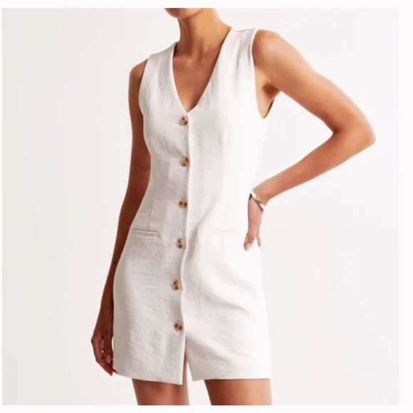 Abercrombie & Fitch Dresses & Skirts - Abercrombie & Fitch Mara Vest Linen/Cotton Blend Mini Dress Ivory Size Medium